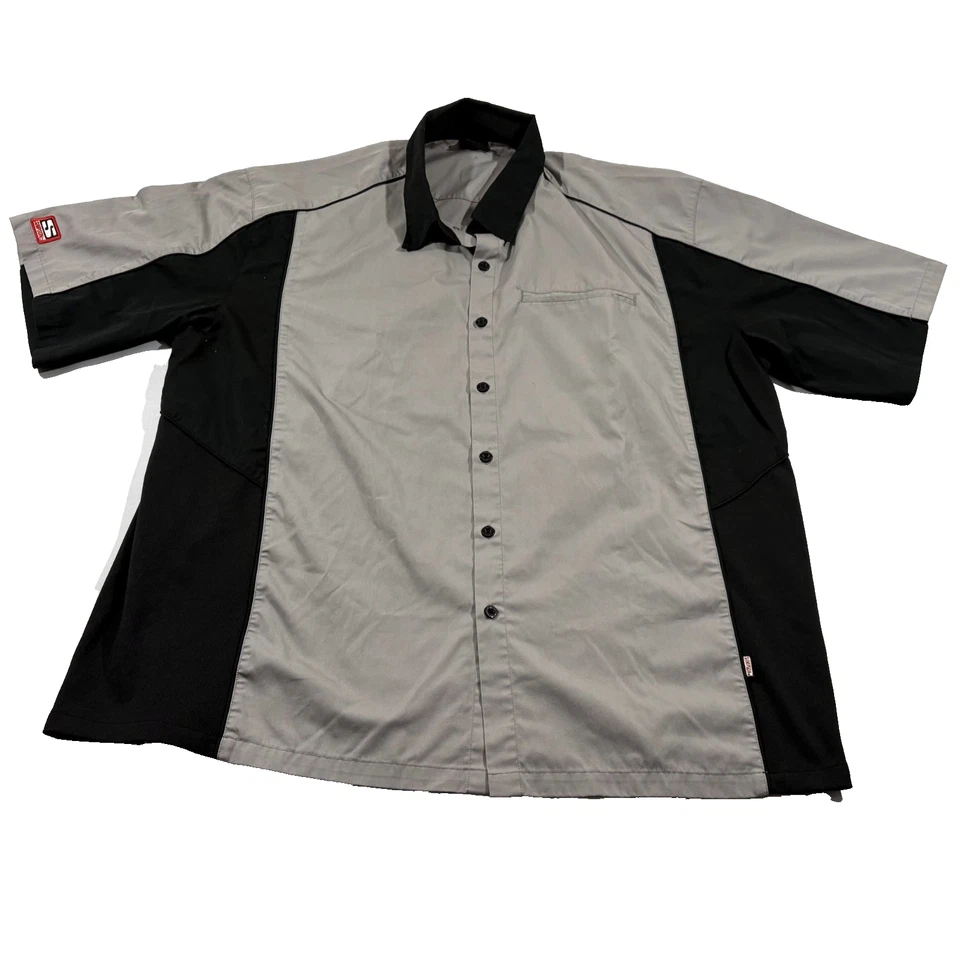 SIMPSON Pit Crew Mechanic Racing Mens Gray Black Button Work Shirt Top Sz XXL - Image 1 of 4