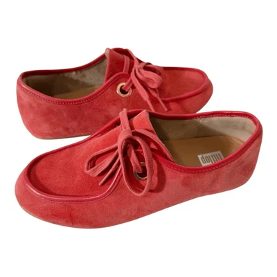 Mocasines cómodos FitFlop para mujer rojos delfines de gamuza de encaje Derby talla 5 Foto 1 de 4