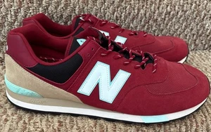 New Balance Mens 574 Premium Red ML574JHQ Casual Sneakers OG Suede Size 18 - Bild 1 von 13