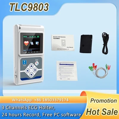 CONTEC 3 Channels ECG Holter 24H Recorder Dynamic EKG Monitor System TLC9803