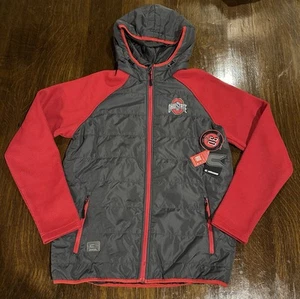Ohio State Buckeyes Jacket Men’s M lightweight puffer rain hooded OSU New - Picture 1 of 8