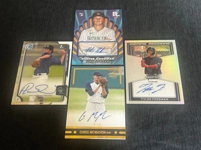 2022 Prizm Draft Picks Tyler Freeman SIGNING SESSIONS PRIZM AUTO + AUTO #/10 + 2 - Image 1 of 4