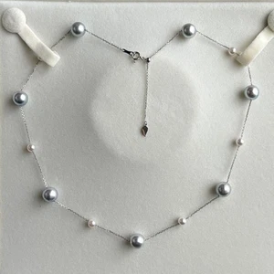 Collar Estación Akoya Perla K18 Barroco 8-8.5mm Bebé 4-4.5mm De Japón - Imagen 1 de 24