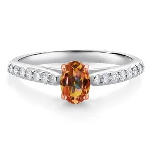 0.68 Ct Ecstasy Mystic Topaz G/H Lab Grown Diamond 10K White and Rose Gold - Picture 1 of 4