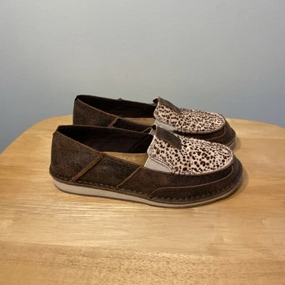 Ariat Cruiser Slip On Shoes Womens 7 Brown Cow Hair Hide Chocolate Chip Western - Image 1 of 4