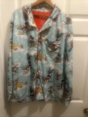 Pijama Disney 100 retrô PJ’s Youth tamanho M azul Mickey Mouse. Apenas top. - Imagem 1 de 4