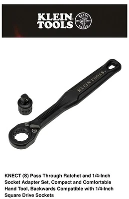 🆕 KLEIN TOOLS KNECT S PASS-THROUGH & 1/4" SOCKET ADAPTER (SET) 2 PCs~ 65301ADP - Image 1 of 4
