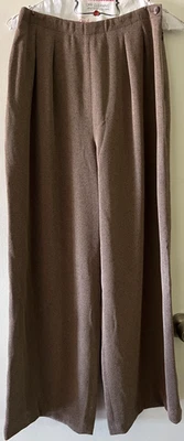 Pantalones de mujer vintage Rena Rowan plisados pantalones marrón pierna ancha talla 6 Foto 1 de 4