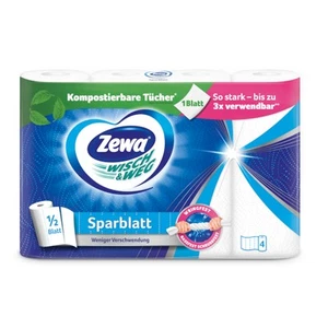 Zewa Wisch und Weg Küchenrolle Sparblatt stark und reißfest 4x74 Blatt - Picture 1 of 1