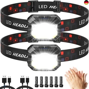 Stirnlampe LED Wiederaufladbar,MLIAIMCE 2 Stück 2000 Lumens Superhell Sensor  - Bild 1 von 8