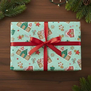 GINGERBREAD MEDLEY Print Design 24" Gift WRAPPING Paper Choose Length Amount - Picture 1 of 4
