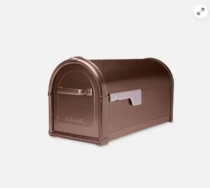 Hillsborough Copper, Large, Steel, Post Mount Mailbox with Silver Flag - Picture 1 of 8