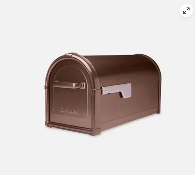 Hillsborough Copper, Large, Steel, Post Mount Mailbox with Silver Flag - Image 1 of 4