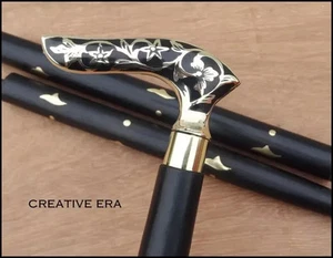 Antique Brass Victorian Handle Wooden Vintage Style Walking Stick Cane Best Gift - Picture 1 of 6