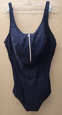 Anita care/traje de baño/una pieza/sujetador acolchado incorporado/cremallera aspecto frontal/azul/talla 16 Foto 1 de 4