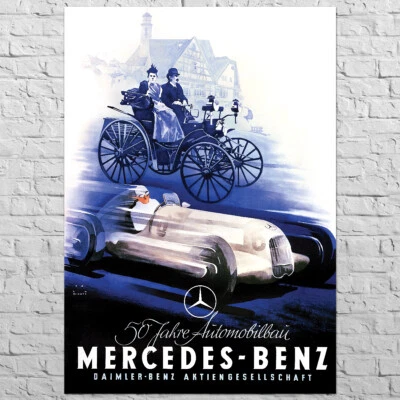Póster 50 aniversario de Mercedes-Benz, 1935 | 23x33" tamaño A1 | Arte de pared retro Foto 1 de 4