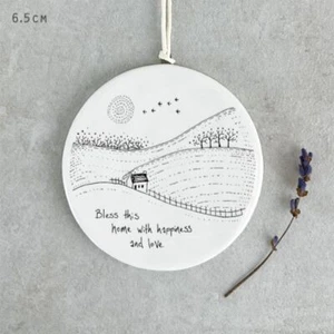 Porcelain Round Hanger - Bless this Home | East of India New House Hanging Gift - Picture 1 of 3