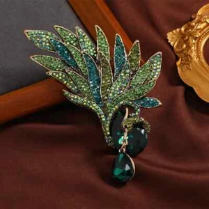 Vintage Large Phoenix Wings Luxury Brooch for Women Fashion Rhinestone Pin - Picture 1 of 9