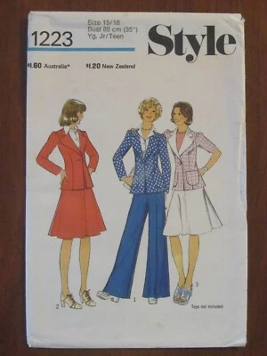 STYLE PATTERN - 1223 LADIES JUNIOR TEEN JACKET FLARED SKIRT PANTS 15/16 UNCUT - Image 1 of 2