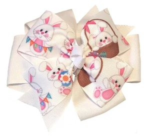Easter Rabbit Pinwheel Hair Bow - Picture 1 of 4