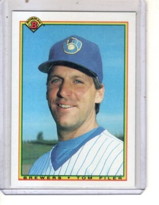 1990 Bowman - #385 Tom Filer Milwaukee Brewers baseball card  - Image 1 of 2