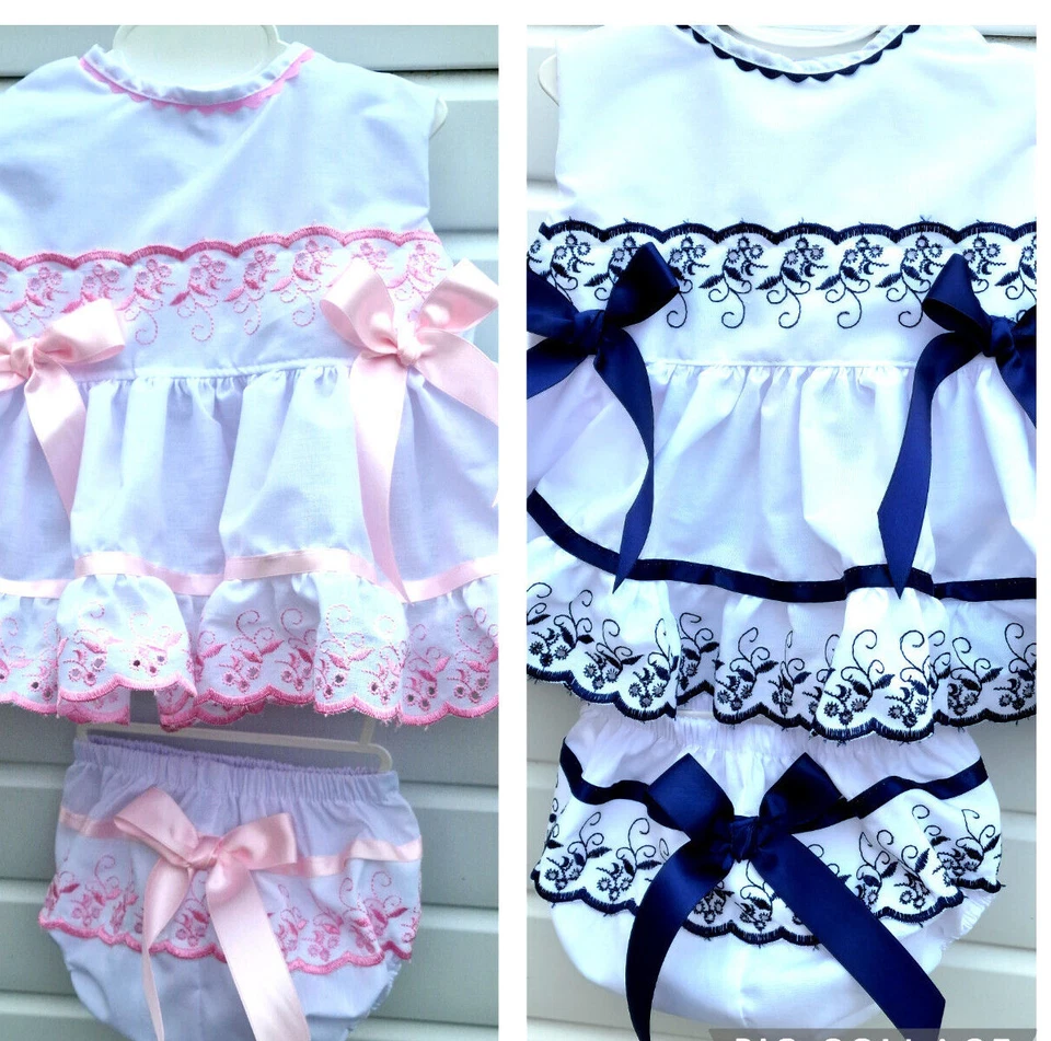 DREAM 0-8 YEARS baby girls Spanish summer embroidered top and knickers