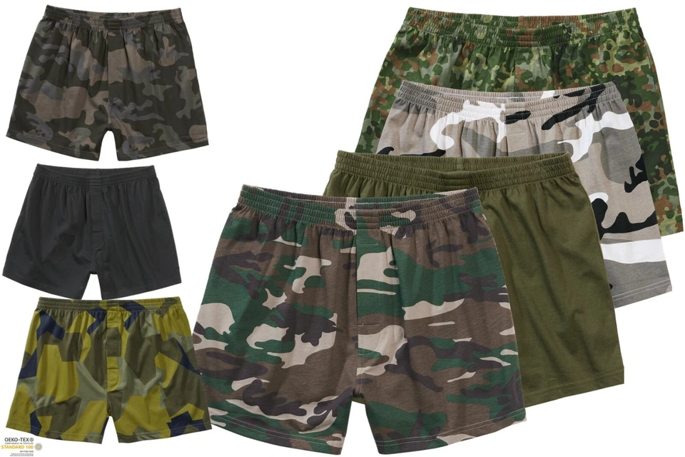 Boxers Pour Hommes Brandit Camouflage Sous-Vêtements Armée 45 S M L 2XL 3XL-7XL - Photo 1/1