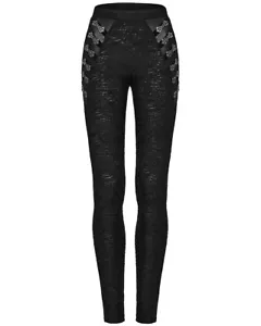 Leggings con fibbia Punk Rave da donna gotici scuri lavorati a maglia - Foto 1 di 13