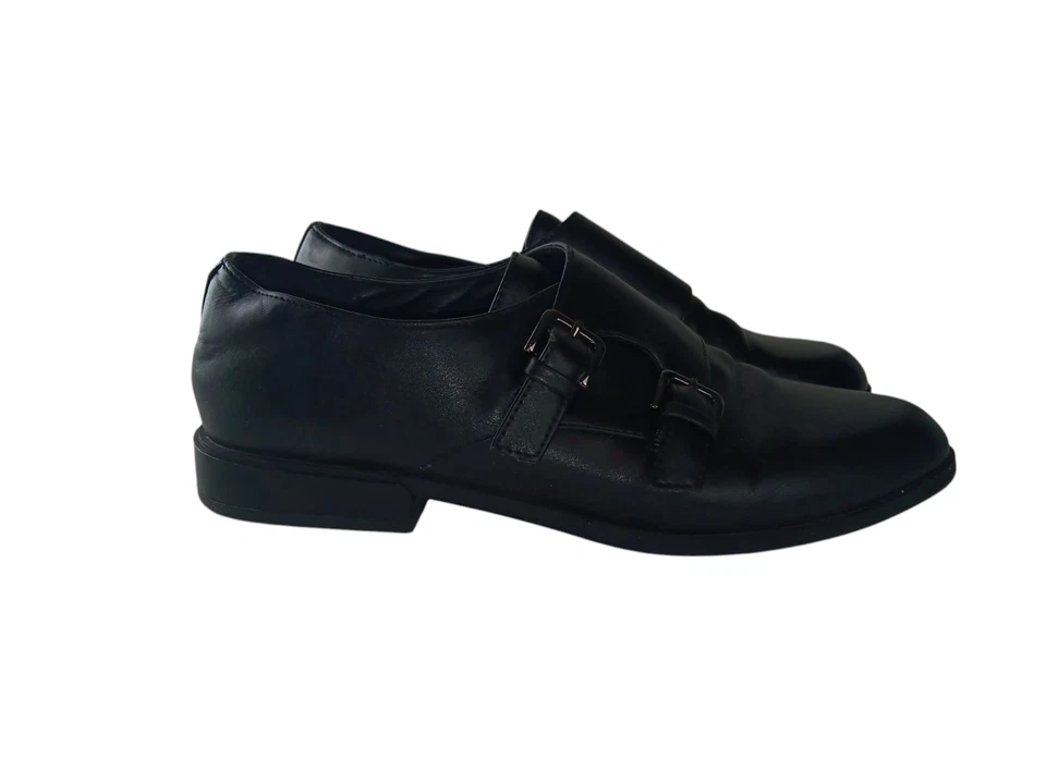 Aldo 女式牛津舒适鞋黑色皮革双僧侣杏仁鞋头 7 码 — 第 1/4 张图片