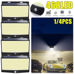 Solar Motion Sensor Lights 468 LED 3000LM Waterproof Garden Light Wall Lamps - Picture 1 of 15
