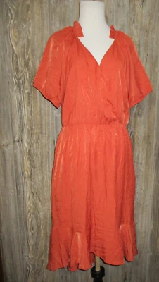 Vestido Boho Ligero Azul Ámbar Para Mujer Talla Grande Naranja Corto Slv Imitación Envolvente Foto 1 de 4