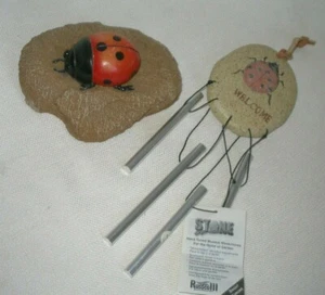 Ladybug Collectibles Wind Chime & Garden Stone Paperweight 2 Piece Set - Picture 1 of 12