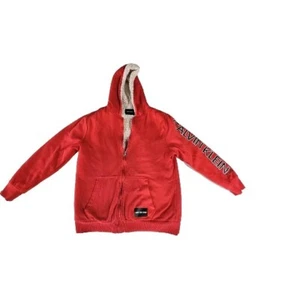 Calvin Klein Jeans Big Boys Red Fleece-Lined Full-Zip Logo Hoodie Size L/G(14/16 - Picture 1 of 11