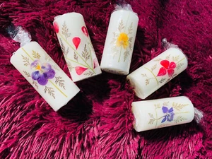 Valentine Scented Pillar Candle Real Flower Embedded Candles Pack of 2 - Picture 1 of 8