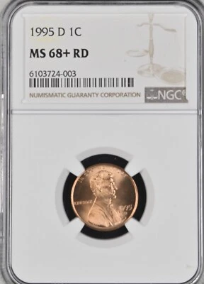 1995-D  1C RD Lincoln Memorial One Cent  NGC MS68+RD   6103724-003 - Image 1 of 2
