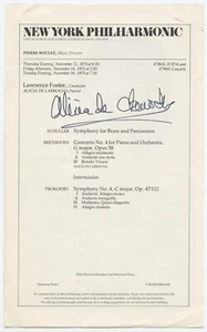 LEINSDORF, WATTS, GRAFFMAN, et al (Pianists): Collection of Signed Program Pages - Picture 1 of 5