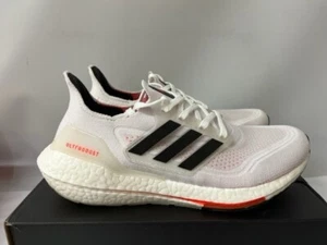 Adidas Ultraboost 21 S23863 in Cloud White/Core Black/Solar Red, Men's Size 8 - Picture 1 of 7