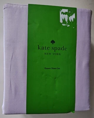 Комплект простыней Kate Spade Queen хлопок сатин однотонный светло-фиолетовый подходит для глубины до 18 дюймов - Изображение 1 из 4