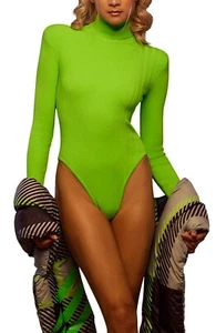 Adidas Ivy Park Damen Langarm Rollkragenpullover neongrün Body Anzug L - Bild 1 von 5