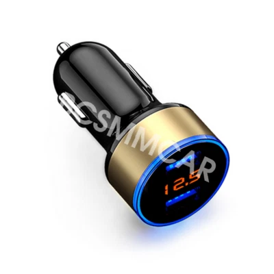 Voltímetro de pantalla digital adaptador de encendedor de cigarrillos USB doble carga rápida para automóvil Foto 1 de 4