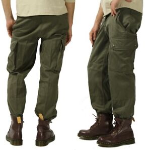 New Vintage 1980s f2 French olive trousers pants military khaki cargo combat