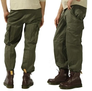 New Vintage 1980s f2 French olive trousers pants military khaki cargo combat - Picture 1 of 6