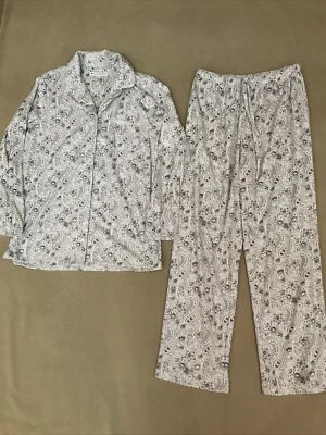 Eileen West Pajama Set Grey Fleece Paisley Xs - Image 1 of 4