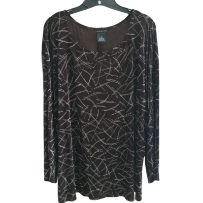 Camisa Citiknits Talla 2X Hombro Caído Manga Kabuki Estampada Blusa Marrón 22W 24W Foto 1 de 4