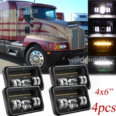 Brightest 4pcs 4x6" Led Headlights H4656 fit Kenworth T400 T600A T800 W900 - Image 1 of 4