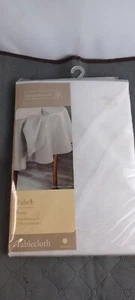 Round Artic White Fabric Tablecloth 70" Silky Solid Home Trends NIP Elegant  - Picture 1 of 6