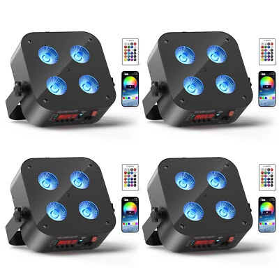 4PCS 4x25W Par Light Beam Stage Light LED RGBWA UV DMX512 Party Disco Halloween - Image 1 of 4