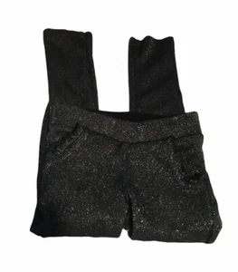 Cat & Jack Girls Silver Shimmer Black Leggings Pants XS 4/5 - Picture 1 of 5