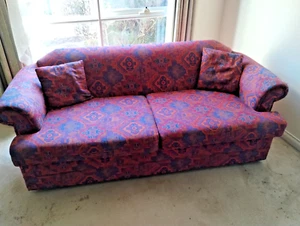 Ikea Wide Two Seater Red Couch Sofa With Pillows (Seats 2+ Adults) - Picture 1 of 7