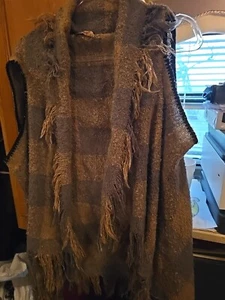 Women's BrownShawl W Fringe Bohemian Style One Size - Picture 1 of 7